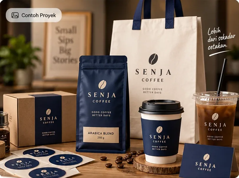 Contoh identitas cetak Senja Coffee